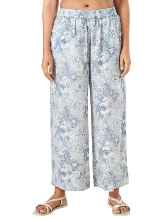 Akkriti Pants - Akkriti by Pantaloons Modal Blue Floral Paisley Wide-Leg Pants Women’s Large